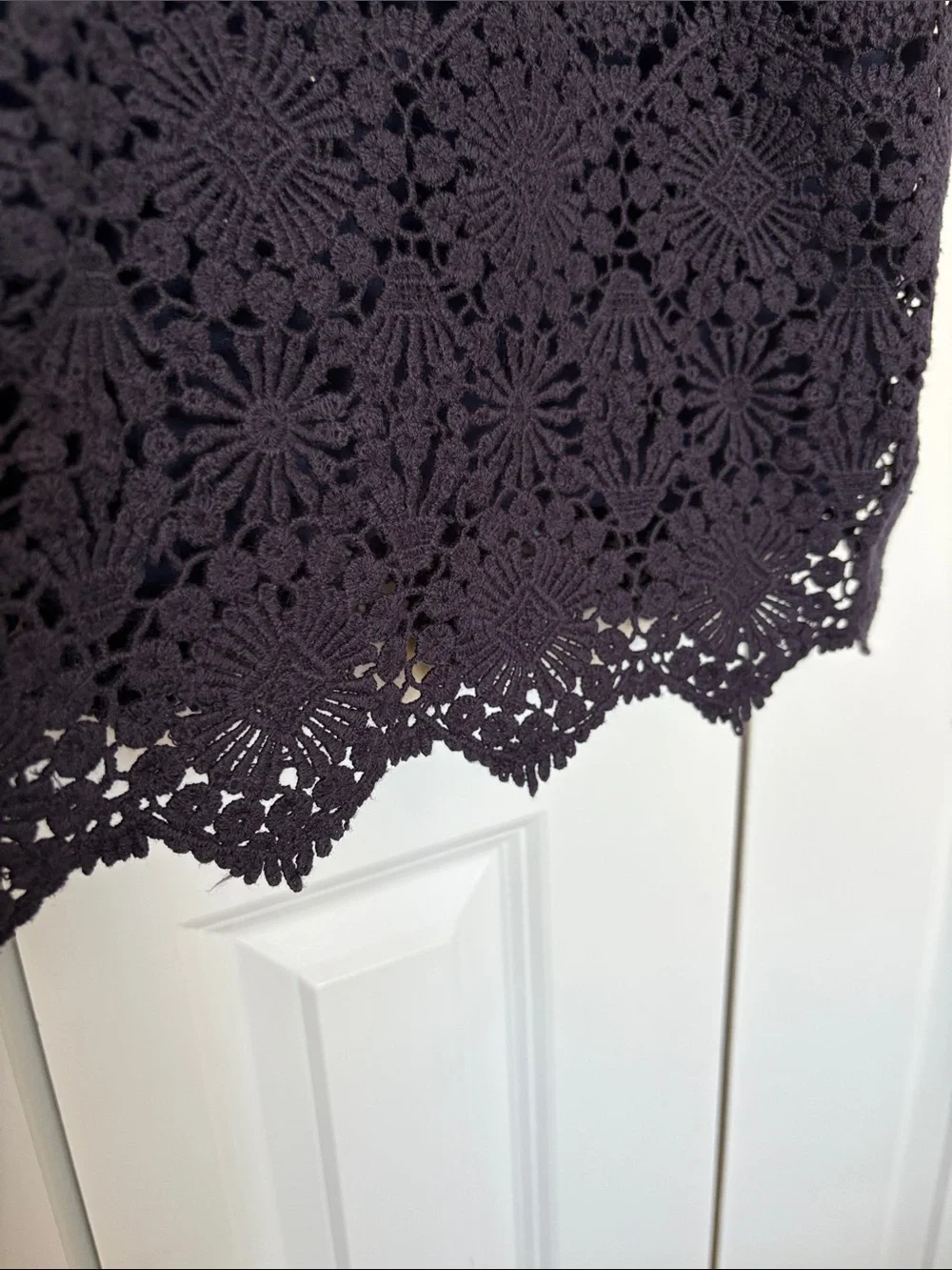 Tory Burch Navy Crochet Lace Shift Mini Dress - Size XL